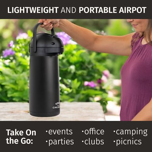 Airpot Coffee Carafe Dispenser with Pump Black 12 Hours Hot Water Retention