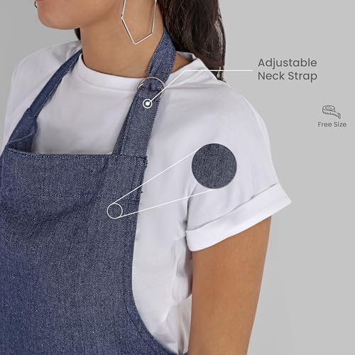 Chef Aprons Recycled Cotton Kitchen Apron with an Adjustable Neck with Long Ties (2 Count)
