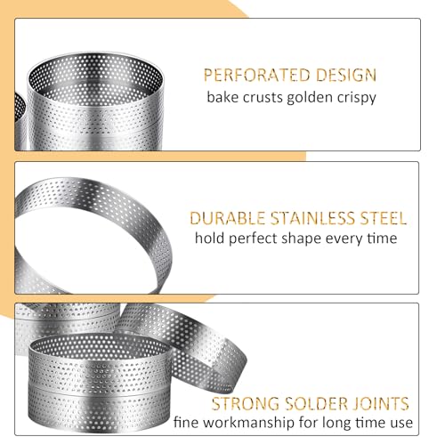 16Packs Perforated Tart Rings 3.15 Inch Stainless Steel Cake Rings (16 Count)