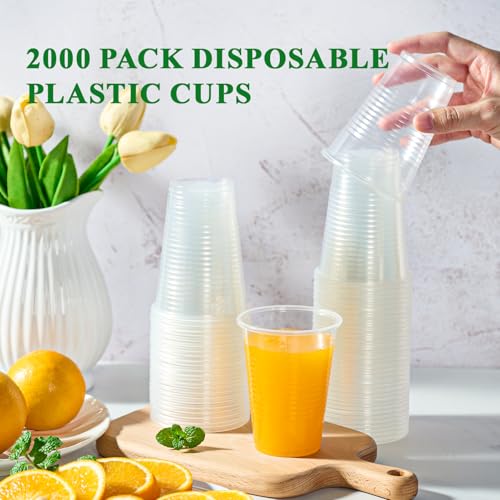 2000 Pack 9 OZ Clear Disposable Plastic Drinking Cups for Restaurant (2000 Count)