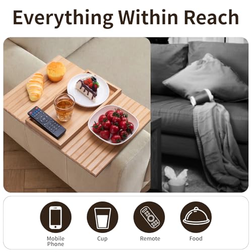 Bamboo Sofa Arm Tray Foldable Couch Arm Tray Anti