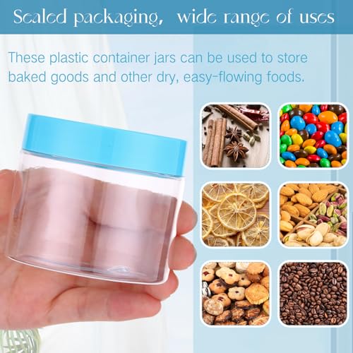 4 Pcs Plastic Jars Wide Mouth with Lids (4 Count)