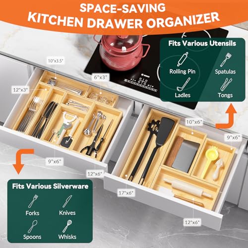 Bamboo Kitchen Drawer Organizer (2 Count)