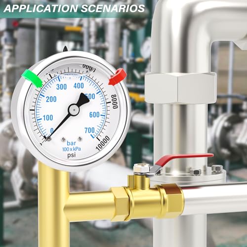 0 10000PSI Stainless Steel Liquid Filled Pressure Gauge