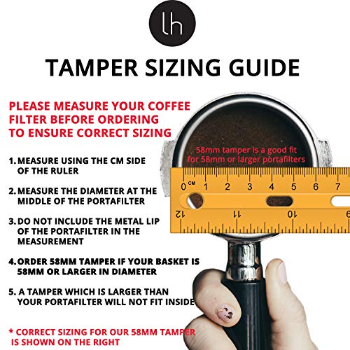 58mm Calibrated Level Tamper for Espresso Machine with Spring Loaded 100% Flat Stainless Steel Base