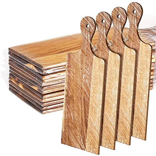 12 Packs Wooden Cutting Board Set with Handles Large Kitchen Serving Plain Chopping Board Bulk Gifts for Mom for Vegetables Meat Pizza Cheese Fruit Bread (12 Count)