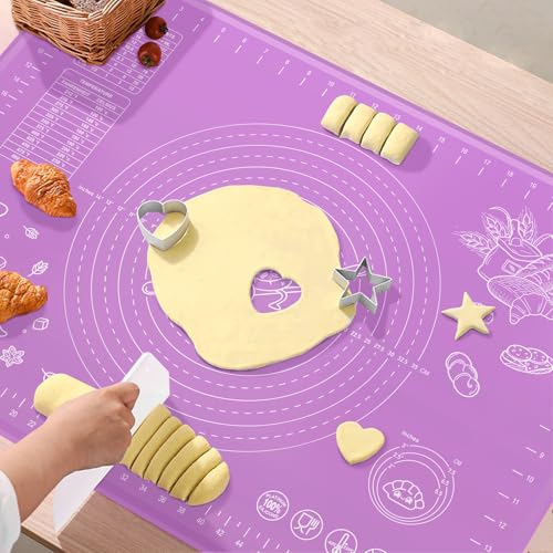 Silicone Baking Mat 32" x 24" Extra Thickness Dough Rolling Mat with Measurements and Edge Heightening