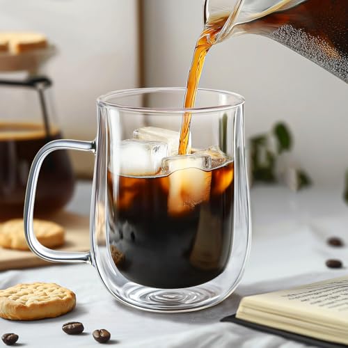 Double Walled Glass Coffee Mugs 16 OZ (4 Count)