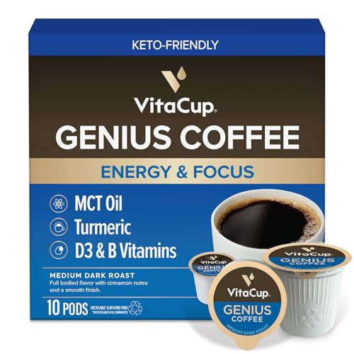 Organic Genius Keto Medium Dark Roast Coffee Pods (10 Count)