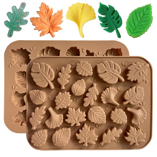 2PCS Mini Leaf Chocolate Mold Fall Chocolate Molds (2 Count)