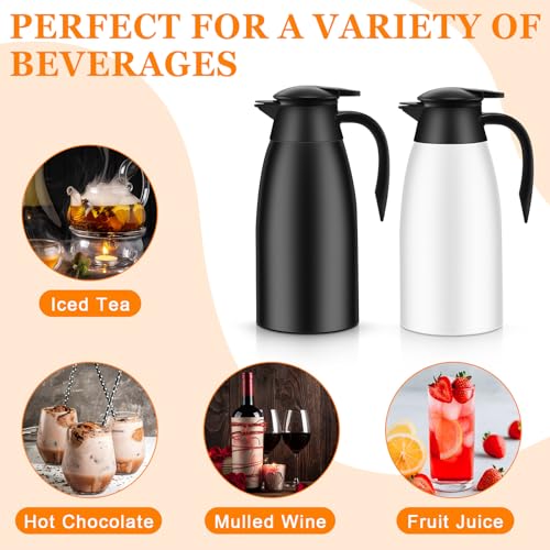 2 Pcs Thermal Coffee Carafe Insulated Stainless Steel Coffee Carafe for Hot Liquid Vacuum Thermal Pot Creamer Pitcher Dispenser with Brushes Keeping Hot Water Milk