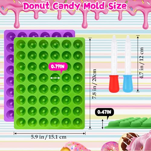 5 Pack Gummy Rings Candy Molds Silicone Round Mini Donut Mold with 2 Dropper