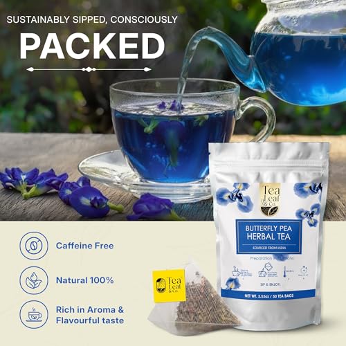 Tealeaf & Co. Butterfly Pea Herbal Tea Bags Blended with Fresh Herbs (3.52 Ounce)