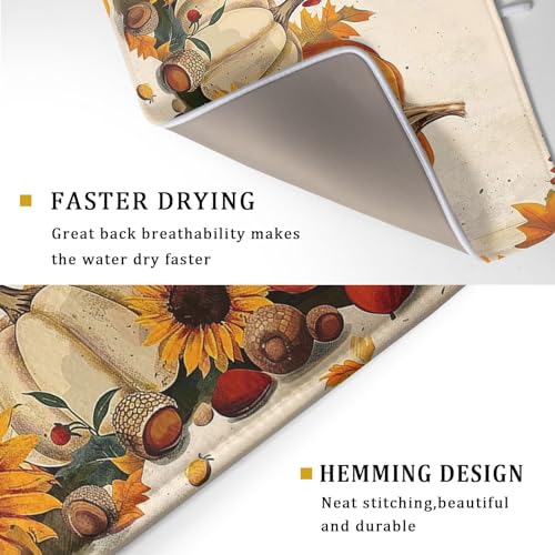 Happy Thanksgiving Day Harvest Dish Drying Mat for Kitchen Counter
