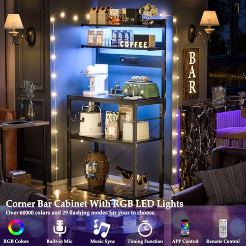 Bakers Rack with Power Outlet & RGB LED