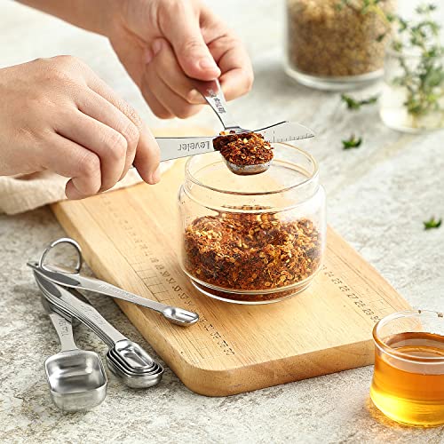 Stainless Steel Measuring Spoons Set of 8 with Leveler