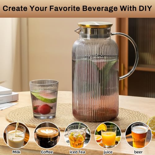 2 PACK Glass Pitcher with Lid (2 Count)
