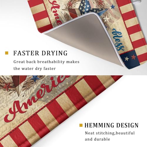 4th of July God Bless Dish Drying Mat for Kitchen Counter