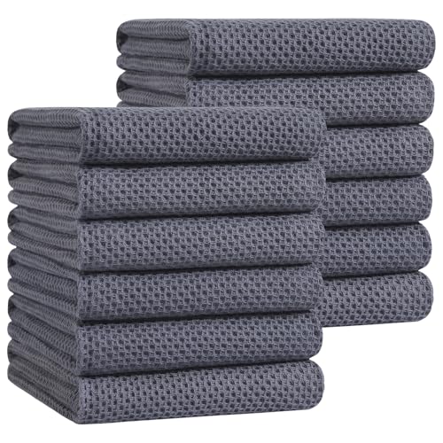 100% Cotton Oversized Waffle Weave Kitchen Towels 12 (12 Count)