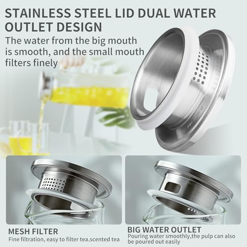 42OZ Glass Pitcher with Lid and Spout