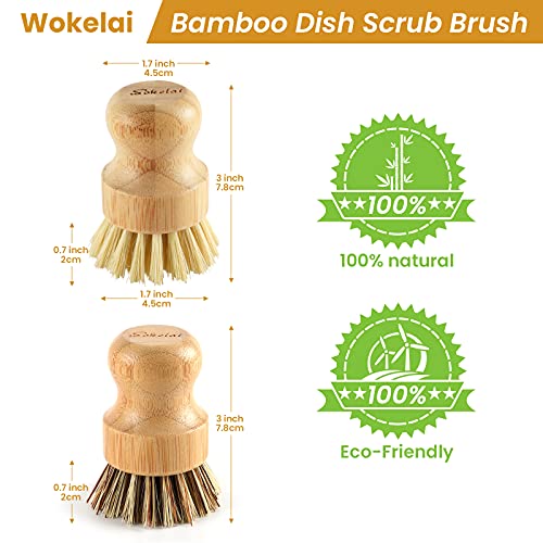 Bamboo Dish Scrub Brushes Set for Kitchen (2 Count)