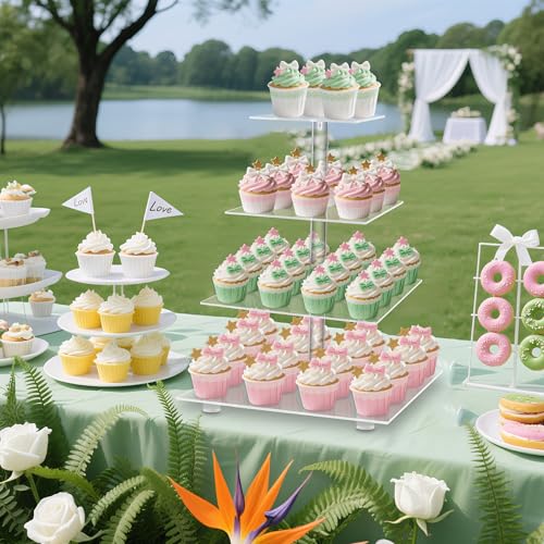 4 Tier Acrylic Cupcake Stand with 6“ Between Two Layers