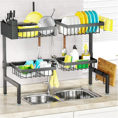 4 Baskets 2 Tier Over The Sink Dish Drying Rack
