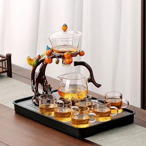 Glass Kungfu Teapot Set Tea maker with Infuser Semi Automatic Tea Set
