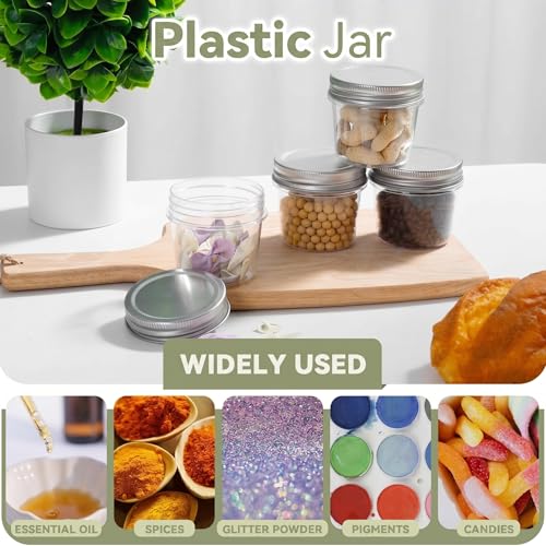 4 oz Plastic Small Mason Jars and Small Plastic Jars with Lids (20 Count)