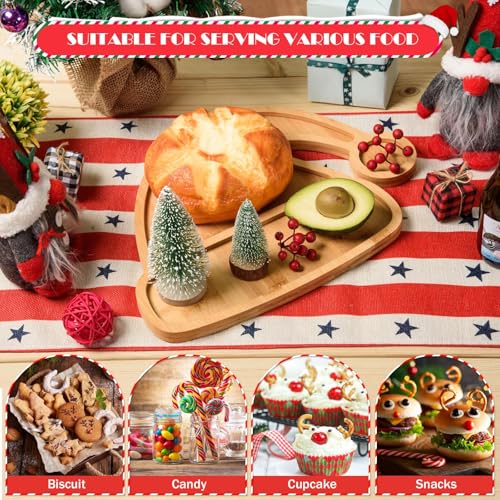 Christmas Hat Wooden Serving Tray Christmas Bamboo Platter Santa Hat Shape Wooden Charcuterie Board Wood Snack Dish Plate for Xmas Holiday Housewarming Present