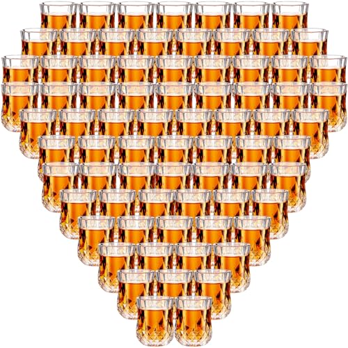 100 Pcs 1.7 oz Mini Shot Glasses Set Whiskey Tasting Glasses Heavy Duty Base Clear Shot Cup Cute Cordial Mini Wine Cups for Bourbon (100 Count)