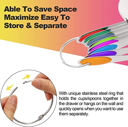 Stainless Measuring Cups and Spoons Set with Silicone Handle