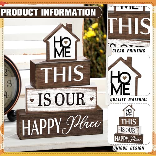 4 Pcs Farmhouse Table Decoration Rustic Sign Block (4 Count)