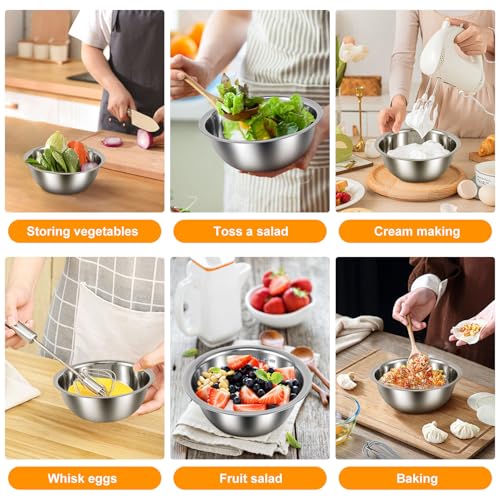 10 Pack Stainless Steel Nesting Mixing Bowl Set 5 Size (10 Count)
