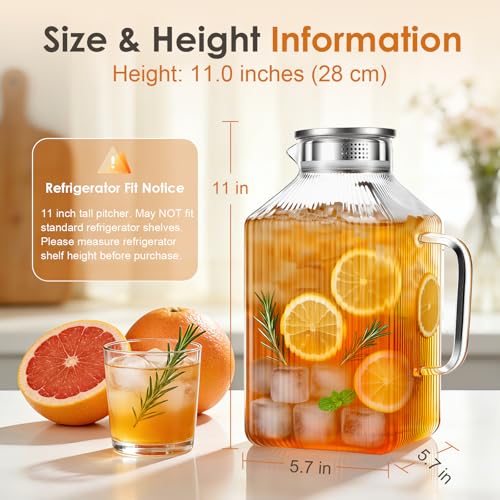 1 Gallon Thickened Square Glass Pitcher with Lid