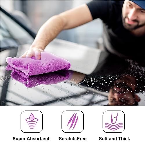 30 Pcs 16 x 16 Inch Edgeless Microfiber Plush Towels for Cars Detailing Drying Wash Polishing Absorbent Cleaning Cloths