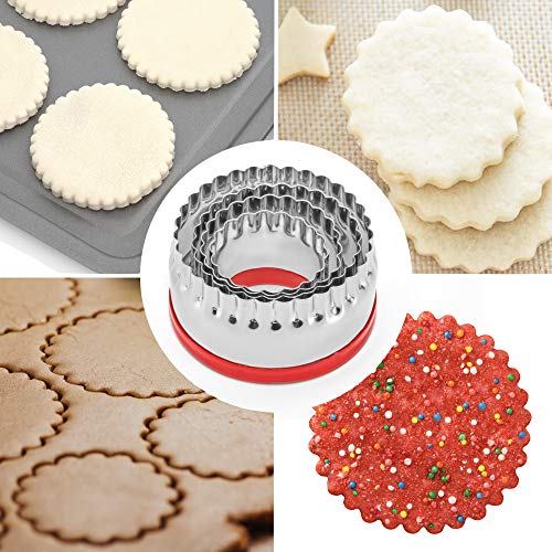 4 Pieces Fluted Round Cookie Cutters