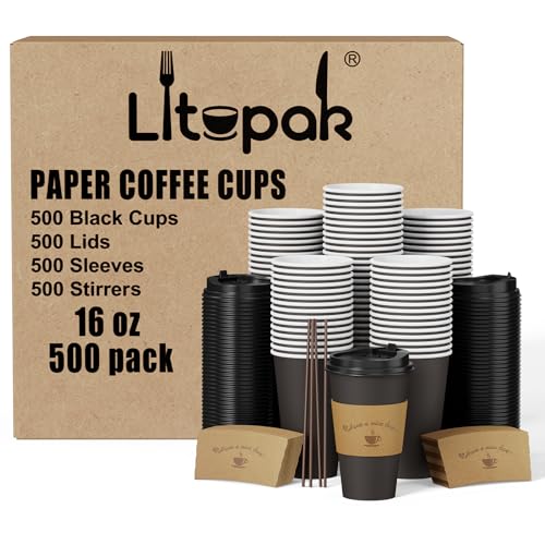 500 Pack 16 oz Disposable Coffee Cups (500 Count)