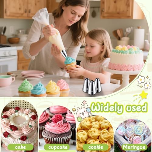 3pcs 2D Cake Piping Tips with 20 Piping Bags (3 Count)
