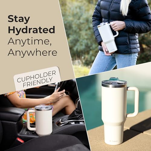 40 oz Tumbler With Handle and Straw Made of Stainless Steel