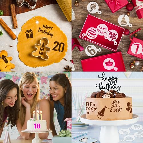 Birthday Cookie Stencils 36 Pcs Reusable Templates for Cake Baking (36 Count)