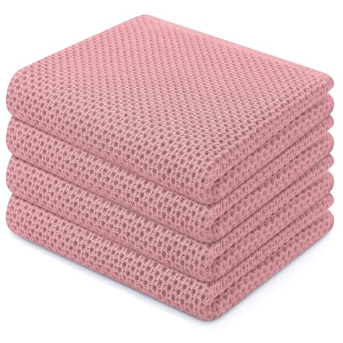 100% Cotton Waffle Weave Kitchen Dish Towels 4 (4 Count)