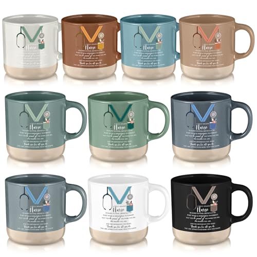 10 Pcs Nephrology Nurses Week Gift 2026 Bulk Thank You Mugs Inspirational Ceramic Coffee Mugs 13 oz Appreciation Cups Back to School Gift for Nursing School Teacher Student Staff (10 Count)