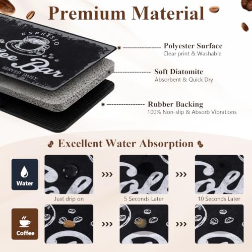 Coffee Mat 2 Pack 12x19 Inch Absorbent Non (2 Count)
