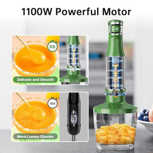Immersion Blender Handheld 5 in 1 Hand Blender Set 1100W Heavy Duty
