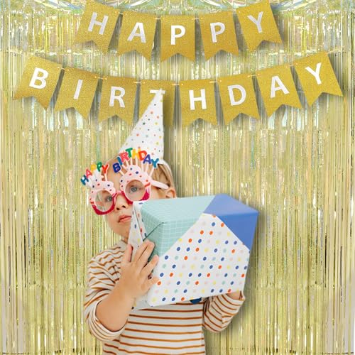 Tinsel Fringe Backdrop Gold Party Decorations 2 Pack (2 Count)