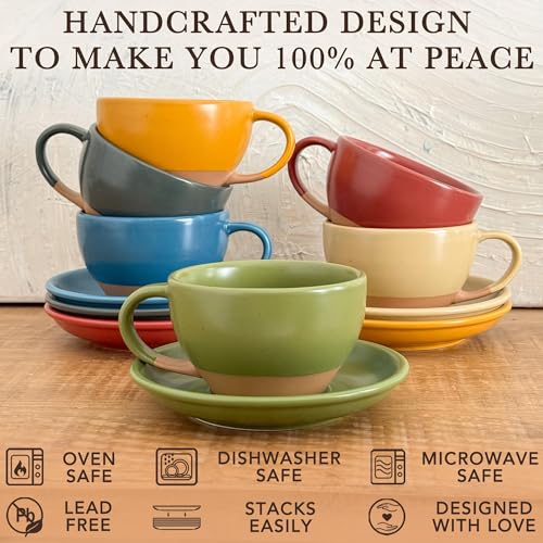 Ceramic Latte Art Mug With Saucer