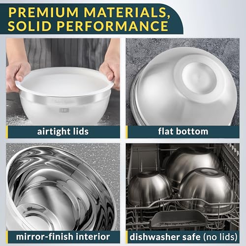 Stainless Steel Mixing Bowls with Lids Set of 3 (3 Count)