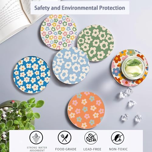 Drink Coasters Set of 6 with Holder