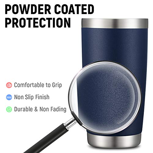 20oz Stainless Steel Navy Tumbler Bulk with Lid and Straw Insulated Coffee Tumbler Cup Double Wall Vacuum Travel Mug for Cold Drinks and Hot Beverage (10 Count)
